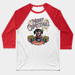 Christmas Dachshund Wearing Xmas Sweater Funny Dachshunds Baseball T-Shirt